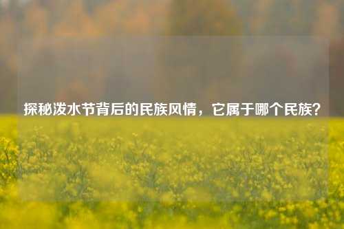 探秘泼水节背后的民族风情，它属于哪个民族？