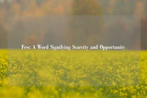 Few: A Word Signifying Scarcity and Opportunity