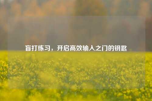 盲打练习，开启高效输入之门的钥匙