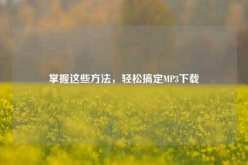 掌握这些     ，轻松搞定MP3下载