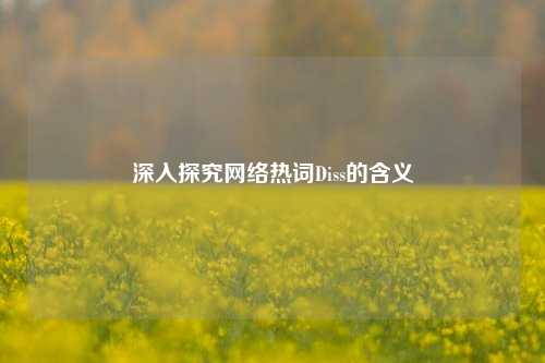 深入探究     热词Diss的含义