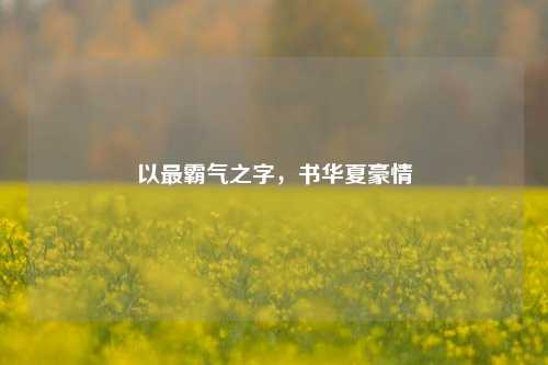 以最霸气之字，书华夏豪情
