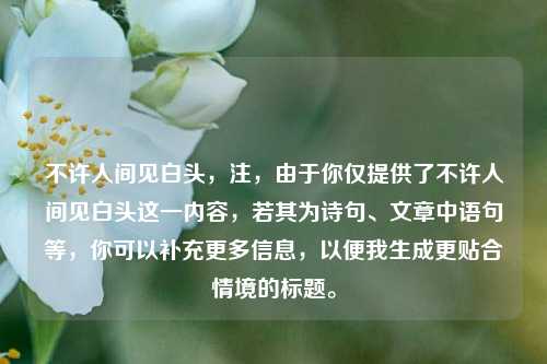 不许人间见白头,注,由于你仅提供了不许人间见白头这一内容,若其为诗句、文章中语句等,你可以补充更多信息,以便我生成更贴合情境的标题。