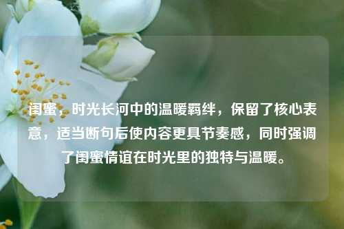 闺蜜,时光长河中的温暖羁绊,保留了核心表意,适当断句后使内容更具节奏感,同时强调了闺蜜情谊在时光里的独特与温暖。