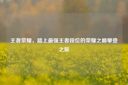 王者荣耀，踏上最强王者段位的荣耀之巅攀登之旅