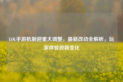 LOL手游机制迎重大调整，最新改动全解析，玩家体验迎新变化