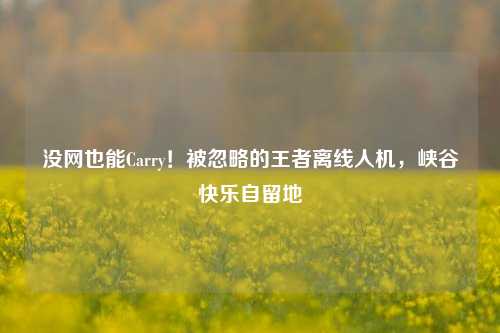 没网也能Carry!被忽略的王者离线人机,峡谷快乐自留地