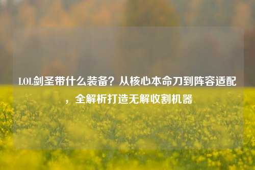 LOL剑圣带什么装备？从核心本命刀到阵容适配，全解析打造无解收割机器