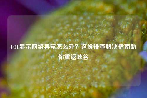 LOL显示     异常怎么办？这份排查解决指南助你重返峡谷