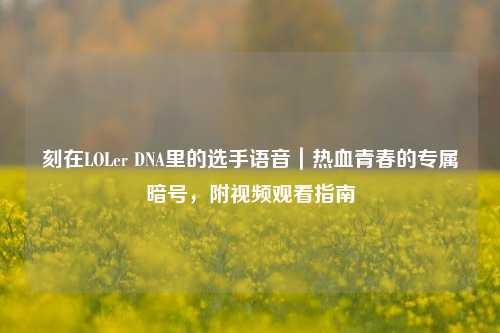 刻在LOLer DNA里的选手语音|热血青春的专属暗号,附视频观看指南