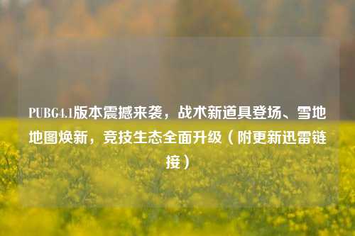 PUBG4.1版本震撼来袭，战术新道具登场、雪地地图焕新，竞技生态全面升级（附更新迅雷链接）