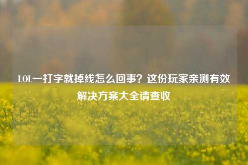 LOL一打字就掉线怎么回事？这份玩家亲测有效解决方案大全请查收