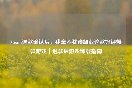 Steam退款确认后，我毫不犹豫卸载这款好评爆款游戏｜退款后游戏卸载指南
