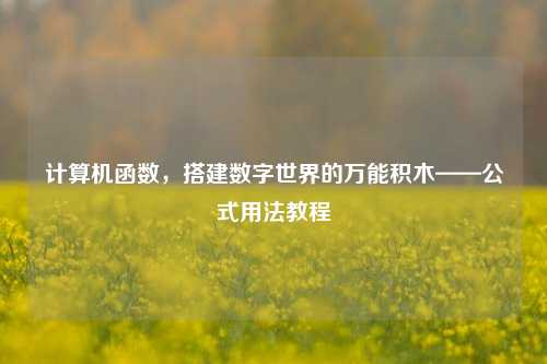 计算机函数，搭建数字世界的万能积木——公式用法教程