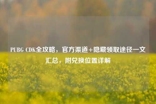 PUBG CDK全攻略，官方渠道+隐藏领取途径一文汇总，附兑换位置详解