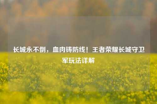 长城永不倒，血肉铸防线！王者荣耀长城守卫军玩法详解