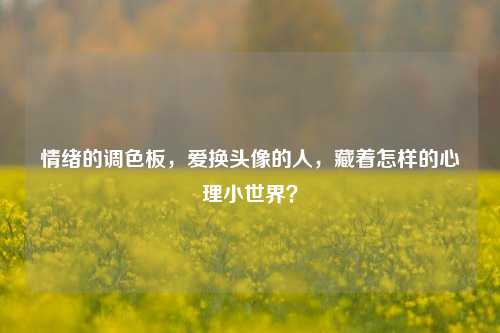 情绪的调色板，爱换头像的人，藏着怎样的心理小世界？