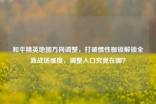 和平精英地图方向调整，打破惯性枷锁解锁全新战场维度，调整入口究竟在哪？