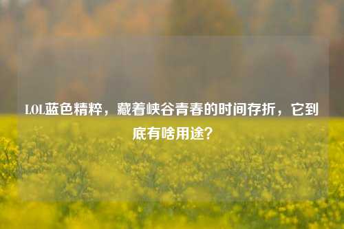 LOL蓝色精粹，藏着峡谷青春的时间存折，它到底有啥用途？