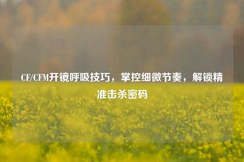 CF/CFM开镜呼吸技巧，掌控细微节奏，解锁精准击杀密码