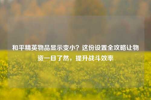 和平精英物品显示变小？这份设置全攻略让物资一目了然，提升战斗效率