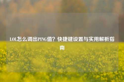 LOL怎么调出PING值？快捷键设置与实用解析指南