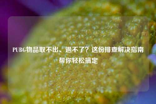 PUBG物品取不出、退不了？这份排查解决指南帮你轻松搞定