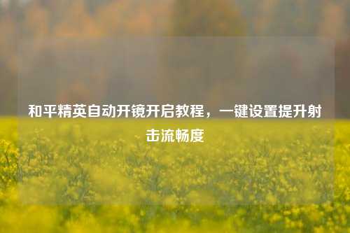 和平精英自动开镜开启教程，一键设置提升射击流畅度