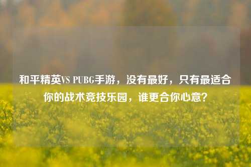 和平精英VS PUBG手游，没有更好，只有最适合你的战术竞技乐园，谁更合你心意？