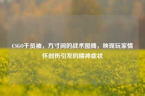 CSGO干员袖，方寸间的战术图腾，映现玩家情怀创伤引发的精神症状