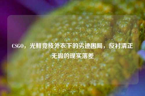 CSGO，光鲜竞技外衣下的劣迹困局，反衬清正无瑕的现实落差