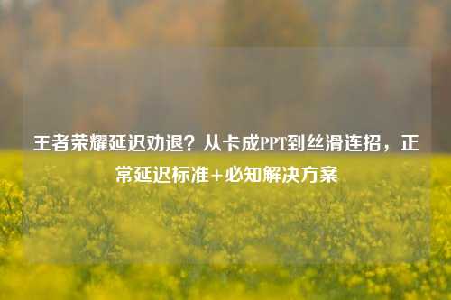 王者荣耀延迟劝退？从卡成PPT到丝滑连招，正常延迟标准+必知解决方案