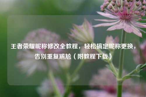 王者荣耀昵称修改全教程，轻松搞定昵称更换，告别重复尴尬（附教程下载）