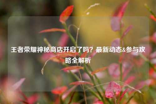 王者荣耀神秘商店开启了吗？最新动态&参与攻略全解析