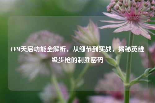CFM天启功能全解析，从细节到实战，揭秘英雄级步     胜密码