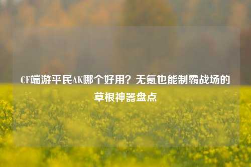 CF端游平民AK哪个好用？无氪也能制霸战场的草根神器盘点