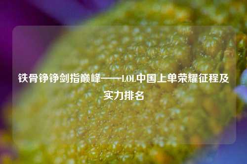 铁骨铮铮剑指巅峰——LOL中国上单荣耀征程及实力排名