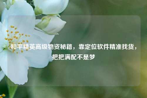 和平精英高级物资秘籍，靠定位软件精准找货，把把满配不是梦