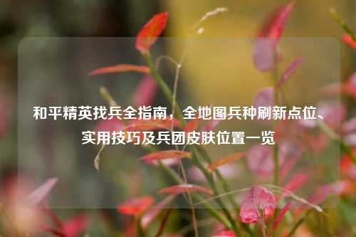和平精英找兵全指南，全地图兵种刷新点位、实用技巧及兵团皮肤位置一览