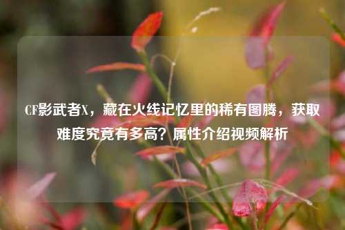 CF影武者X，藏在火线记忆里的稀有图腾，获取难度究竟有多高？属性介绍视频解析