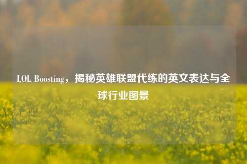 LOL Boosting，揭秘英雄联盟代练的英文表达与全球行业图景