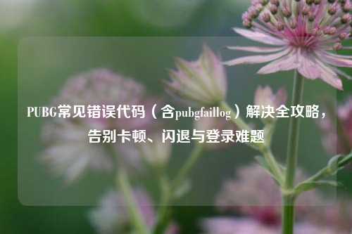 PUBG常见错误代码（含pubgfaillog）解决全攻略，告别卡顿、闪退与登录难题