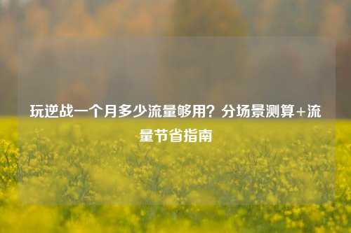 玩逆战一个月多少流量够用？分场景测算+流量节省指南