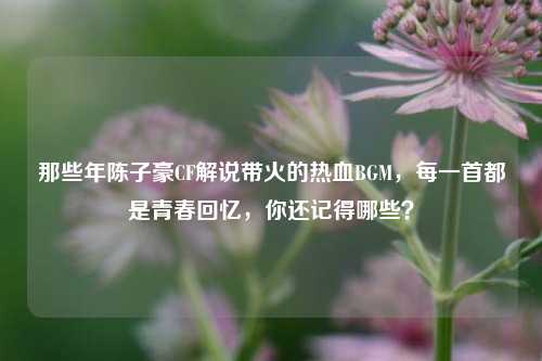 那些年陈子豪CF解说带火的热血BGM，每一首都是青春回忆，你还记得哪些？