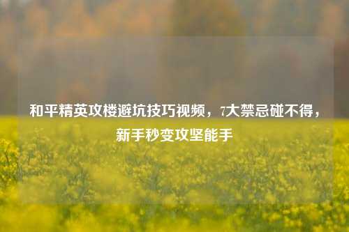 和平精英攻楼避坑技巧视频，7大禁忌碰不得，新手秒变攻坚能手