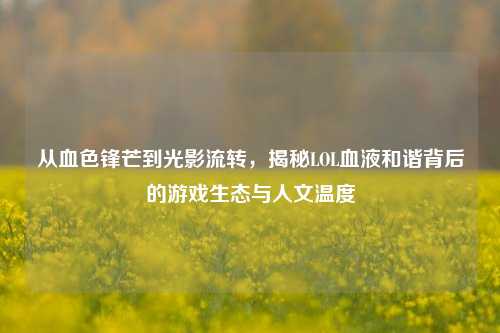 从血色锋芒到光影流转,揭秘LOL血液和谐背后的游戏生态与人文温度